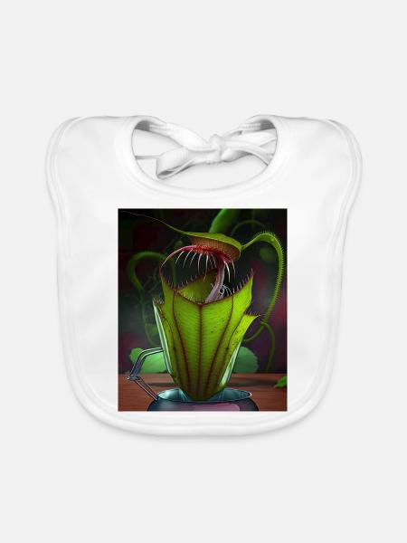 Lustige Grafik Krug Pflanzenkunst Coole Nepenthes - Baby Bio-Lätzchen - Weiß - Vorne