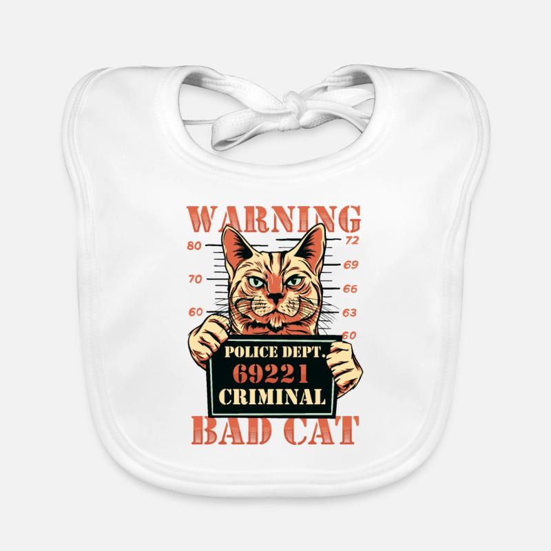 Warnung Bad Cat Mug Shot Katze Baby Bio-Lätzchen