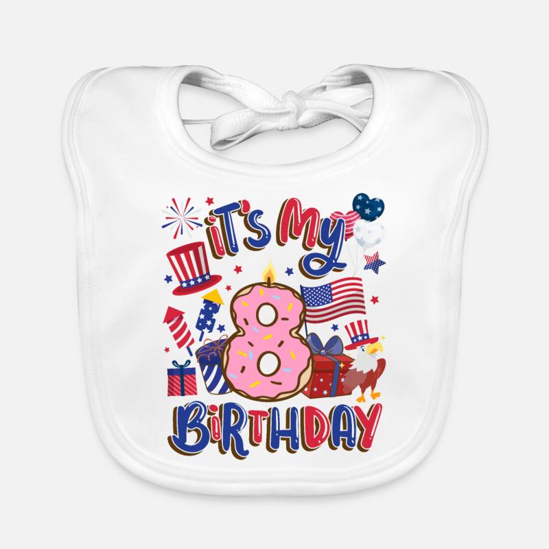 Es Ist Mein 8 Geburtstag Eagle 4. Juli Baby Bio-Lätzchen