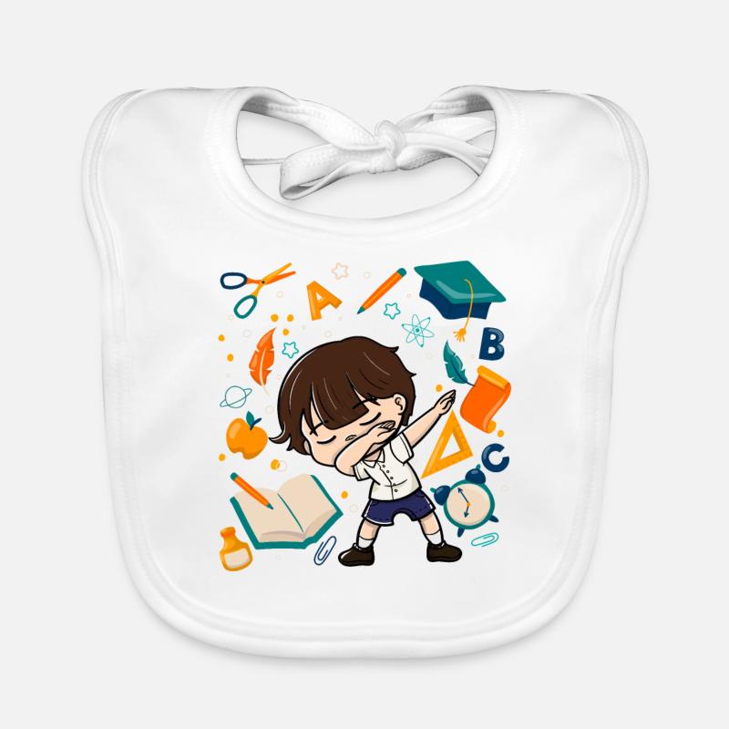 Dabbing Boy First Day of School Student Kid Organic Baby Bibs