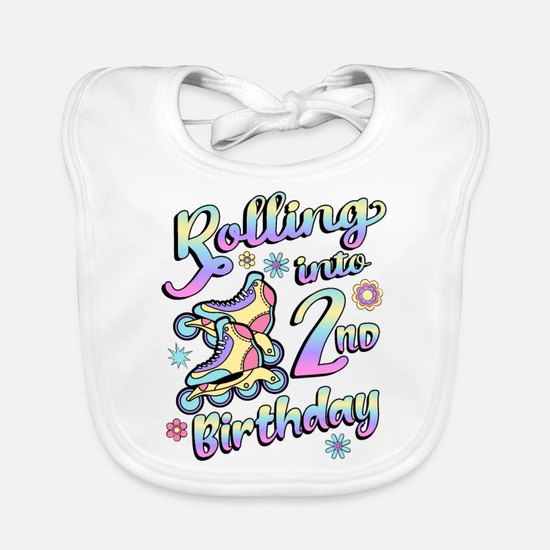 Rolling Into 2nd Birthday Roller Skater Inline Bavoir bio Bébé