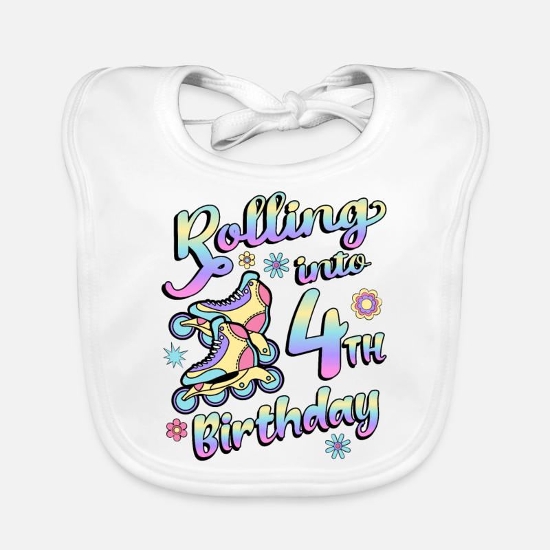 Rolling Into 4. Geburtstag Roller Skater Inline Baby Bio-Lätzchen