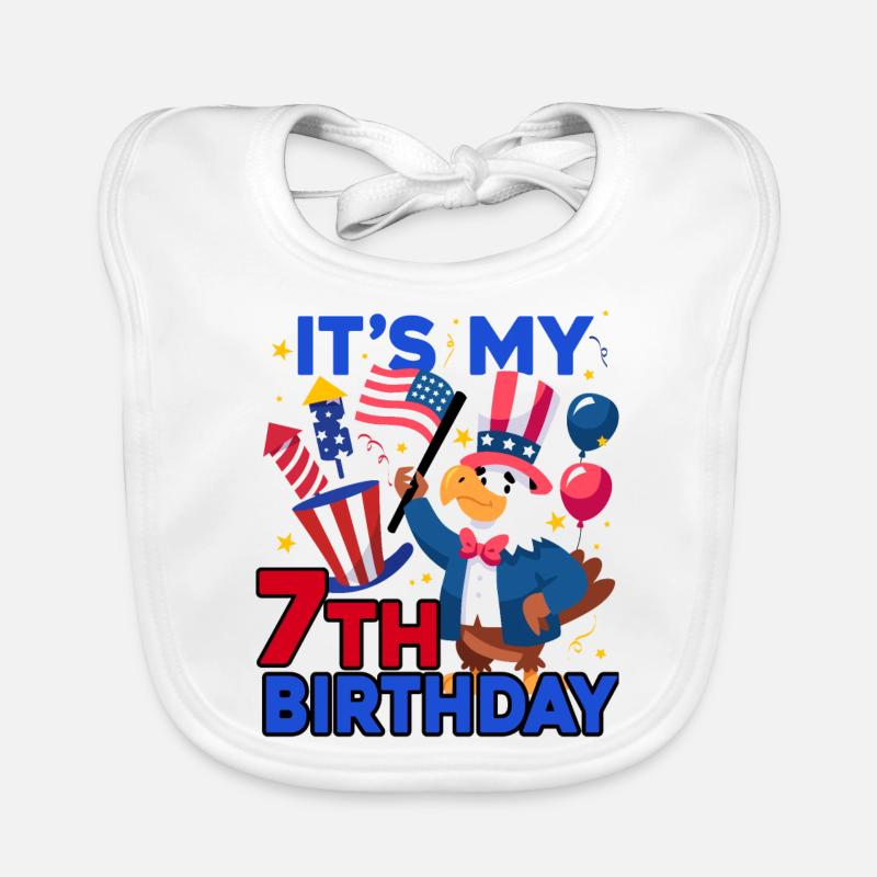 Es Ist Mein 7. Geburtstag Firecracker Kid 4th Of Baby Bio-Lätzchen