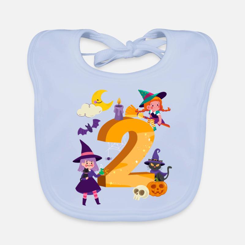 2nd Birthday Witch Broom 2 Years Old Child Organic Baby Bibs