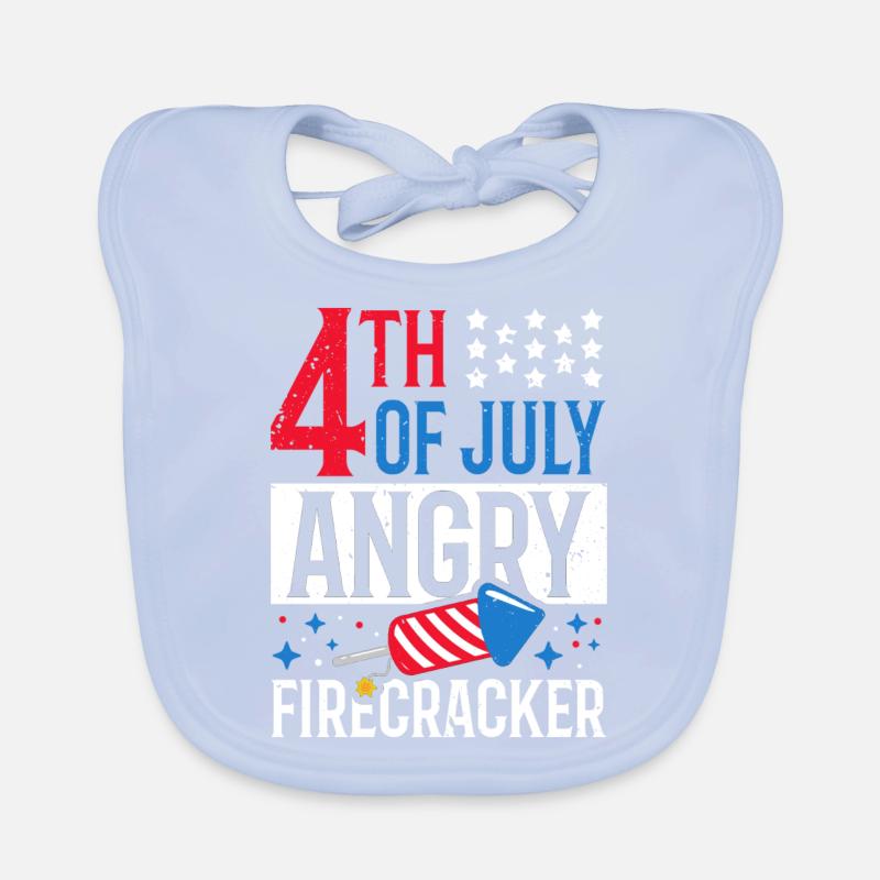 July 4 Angry Firecracker Independence Day Organic Baby Bibs