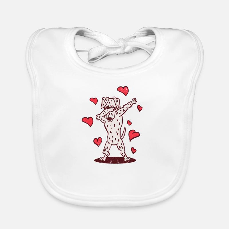 Dabbing Dalmatian Heart Valentine's Day Dab Dance Organic Baby Bibs
