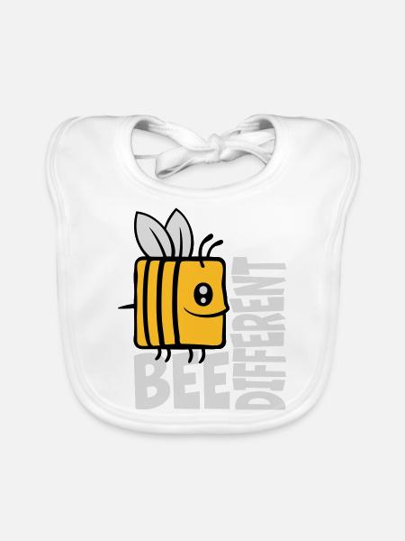 bee different saying quote - Organic Baby Bibs - white - Front