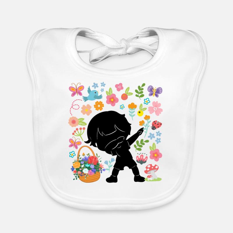 Silhouette Dabbing Boy Hippie Bouquet Spring Organic Baby Bibs