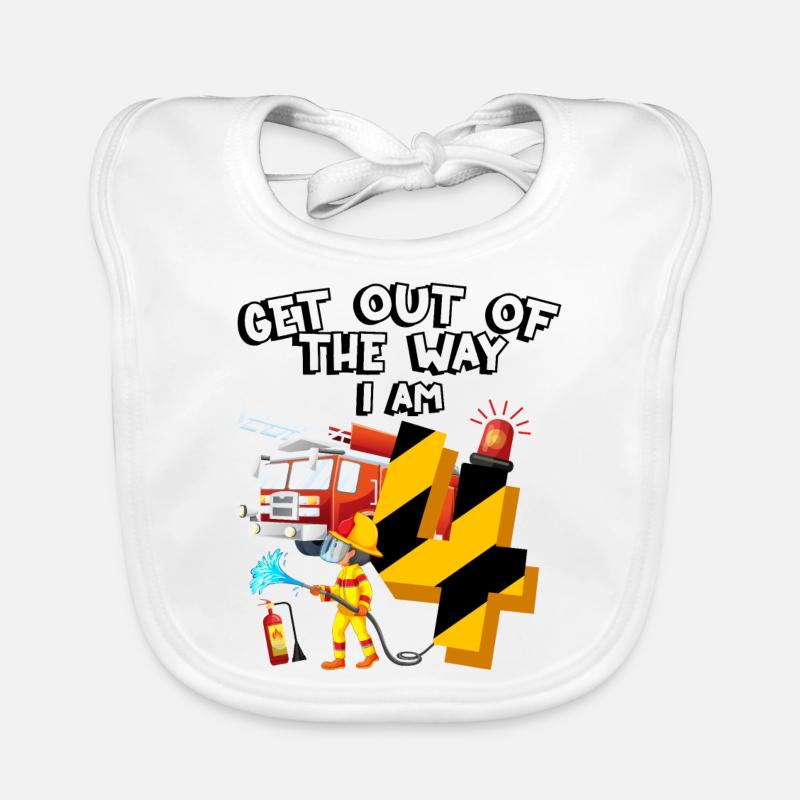 Fire engine firefighting I am 4 years old Organic Baby Bibs