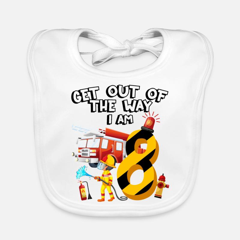 Fire engine firefighting I am 8 years old Organic Baby Bibs