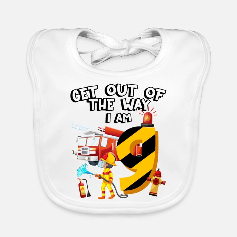 Fire engine firefighting I am 9 years old Organic Baby Bibs