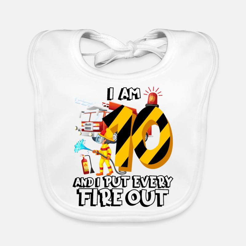 Fire engine firefighting I am 10 years old Organic Baby Bibs