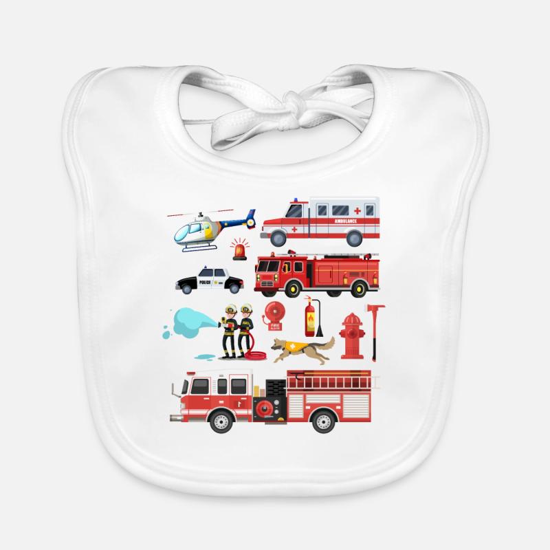 Pompier Pompier Pompier Sauveteur Pompier - Bavoir bio Bébé - blanc