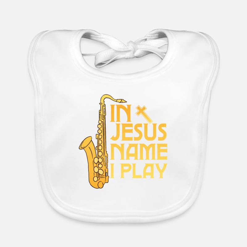 Dans Jesus Name, je joue du saxophoniste Marching Band Sax Bavoir bio Bébé