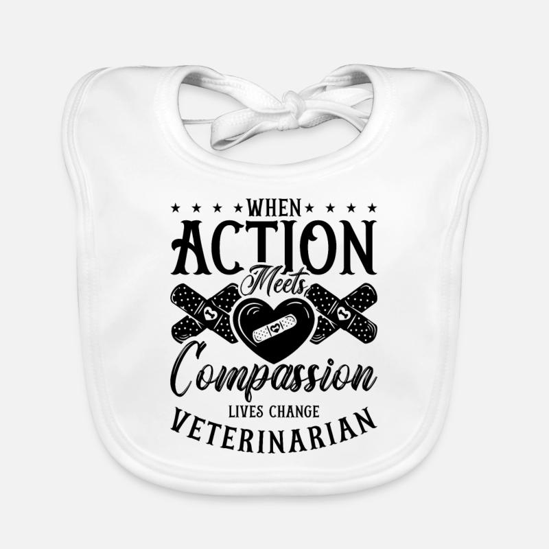 When Action Meets Veterinary Vet Tech Veterinarian Organic Baby Bibs