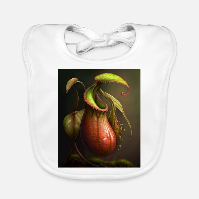 Plante carnivore Pichet Insectivore Mangeur Plante Graphique - Bavoir bio Bébé - blanc