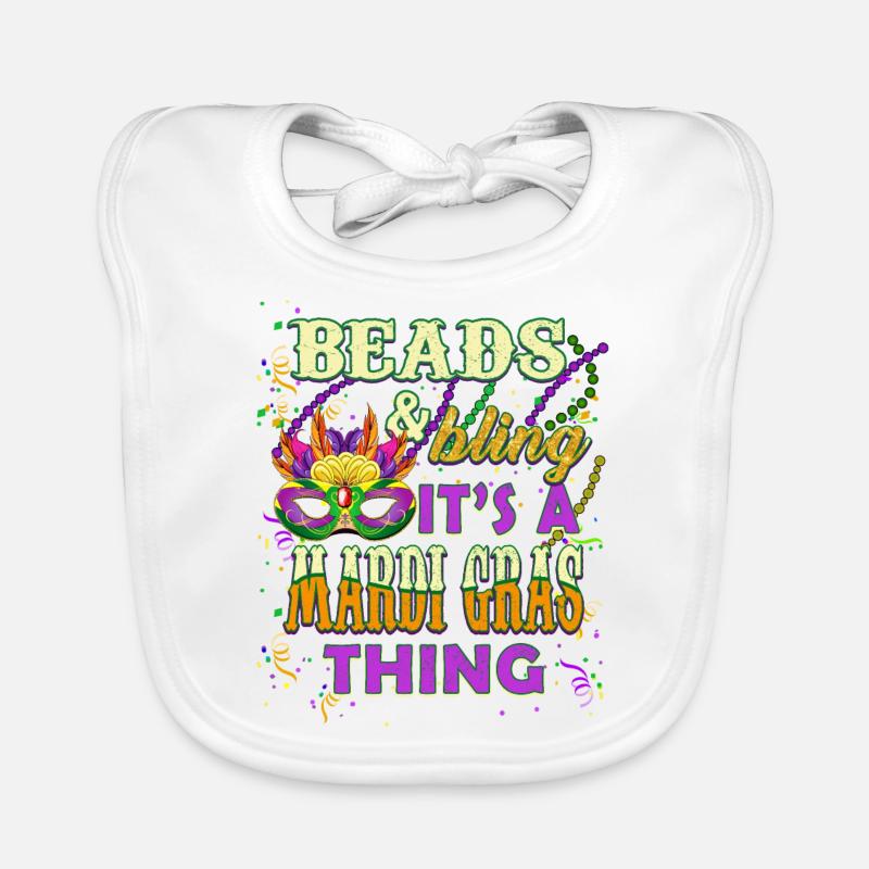 Perlen und Bling Es ist eine Mardi Gras Sache Baby Bio-Lätzchen