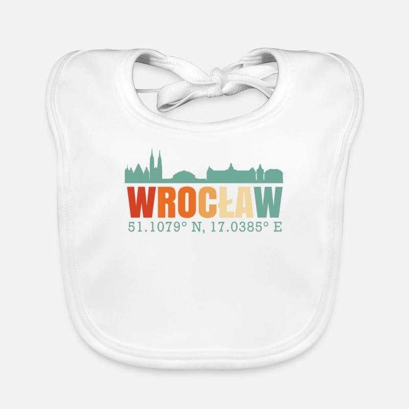 Wroclaw Poland Skyline Organic Baby Bibs