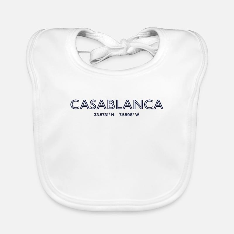 Morocco City Coordinates - Casablanca Organic Baby Bibs