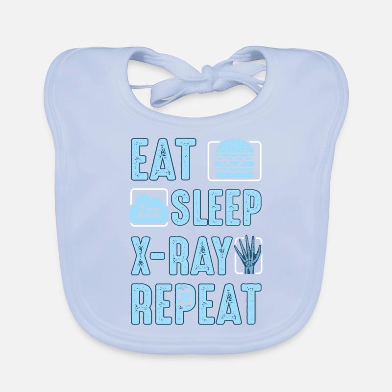 Eat Sleep X-Ray Repeat Wheel Tech Radiology Organic Baby Bibs