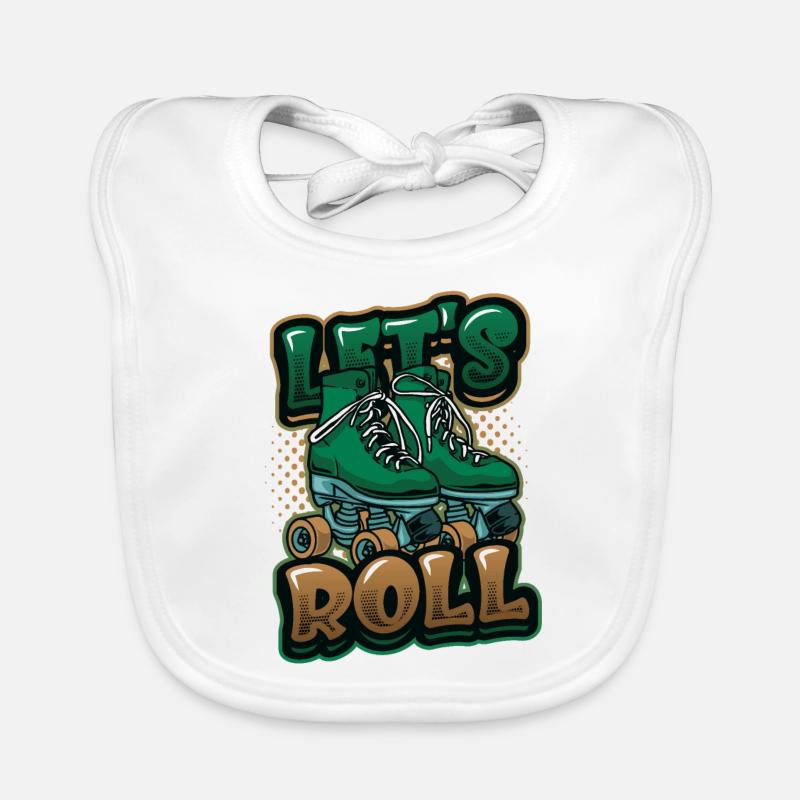 Let's Roll, Roller Blade Skating, Rollschuhläufer Baby Bio-Lätzchen