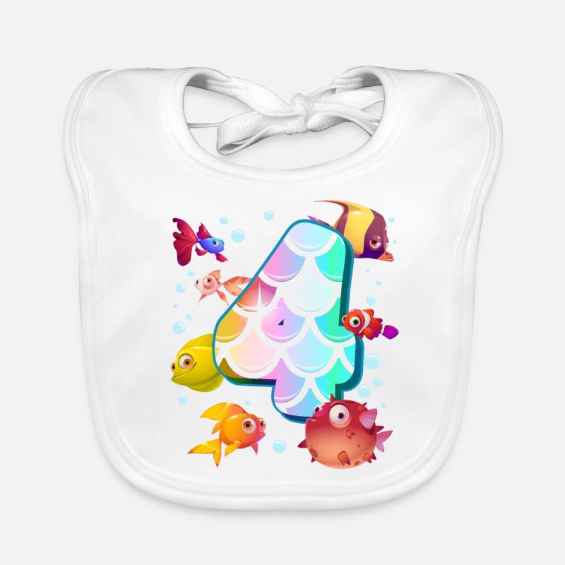 4. Geburtstag | Regenbogenfisch Geburtstag | Baby Bio-Lätzchen