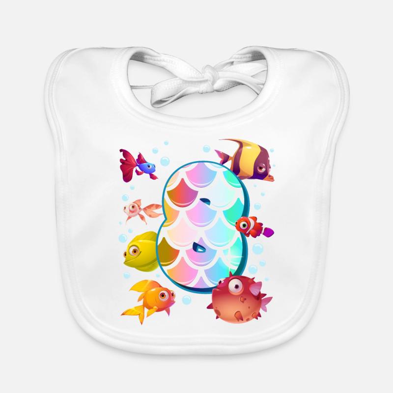8. Geburtstag | Regenbogenfisch Geburtstag | Baby Bio-Lätzchen