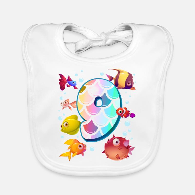 9. Geburtstag | Regenbogenfisch Geburtstag | Baby Bio-Lätzchen