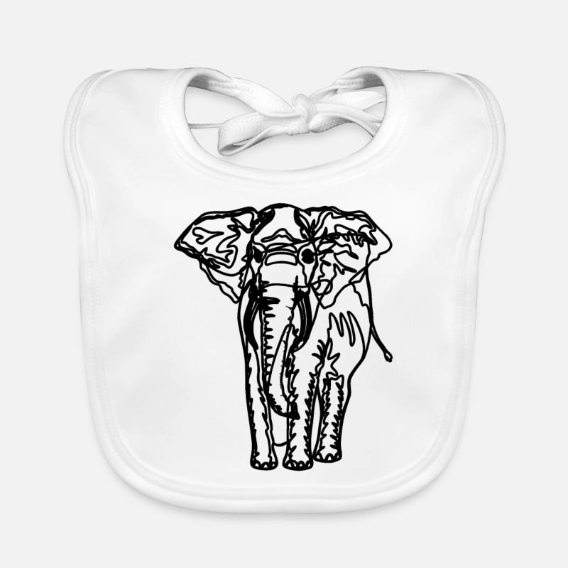 Drawing of an elephant Organic Baby Bibs