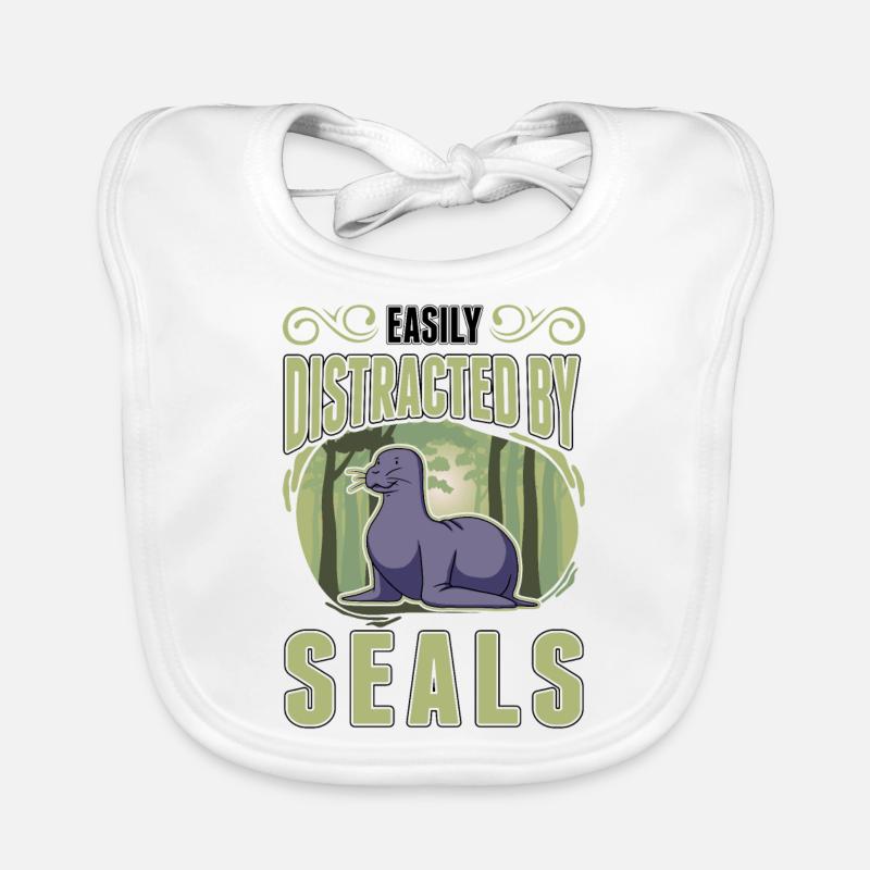 Easily distracted by Seal Robbe Sea Lion Organic Baby Bibs