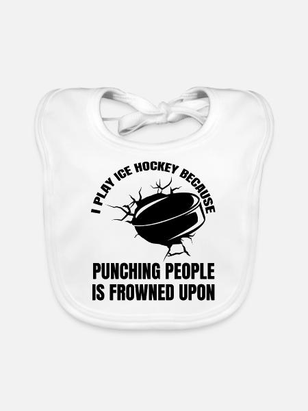 Eishockey Geschenk Eishockeyteam Wintersport - Baby Bio-Lätzchen - Weiß - Vorne