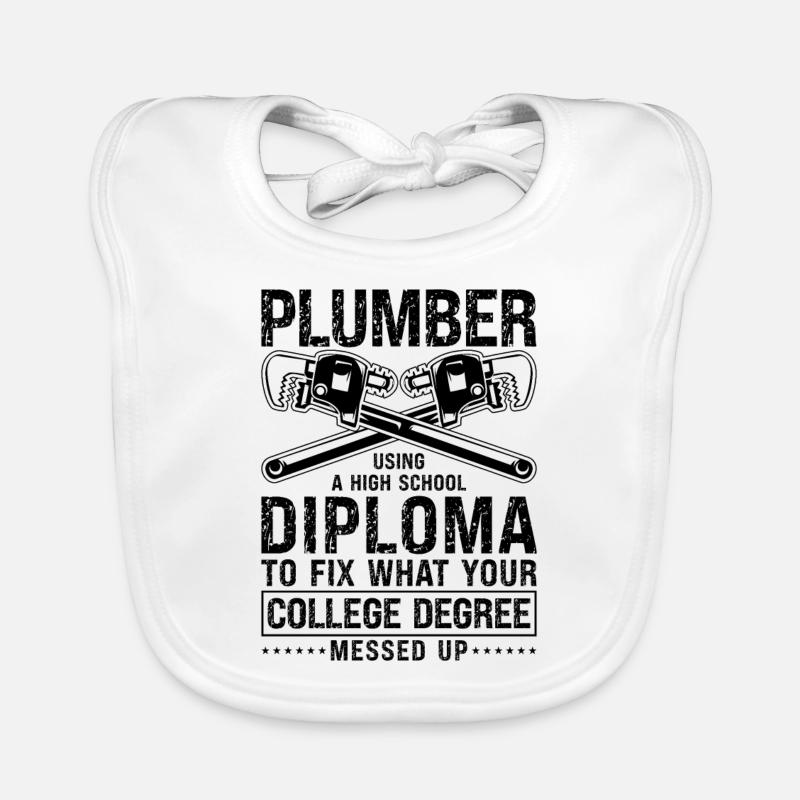 Using A High Tool Plumber Plumbing Pipe Plumbers Baby Bio-Lätzchen