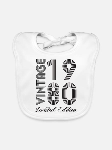 Vintage 1980 Vintage Geburtstag Retro Vintage - Baby Bio-Lätzchen - Weiß - Vorne