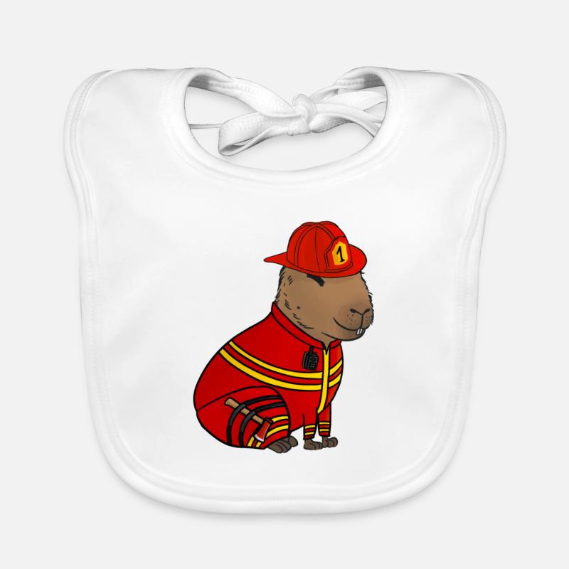 Firefighter Fire Brigade Capybara Organic Baby Bibs