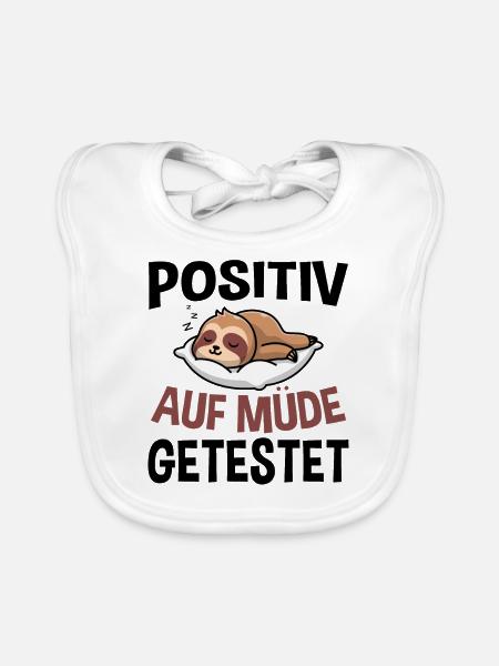 Positiv Auf Müde Getestet - Baby Bio-Lätzchen - Weiß - Vorne