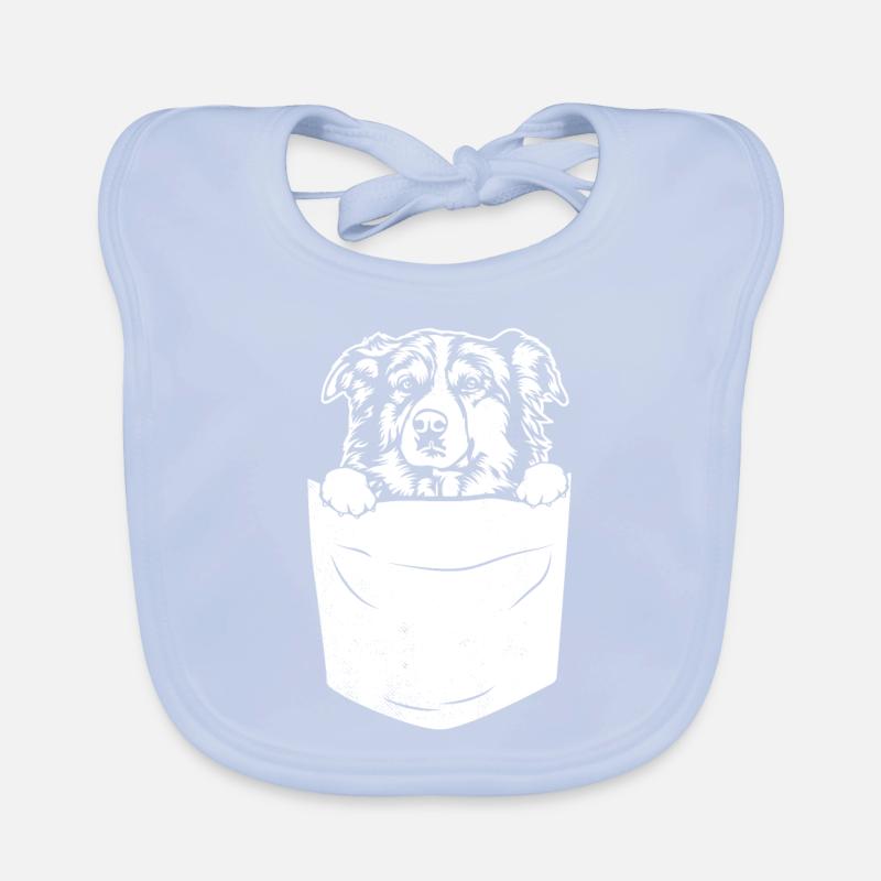 Chien AUSSIE mignon dans l’art de dessin de poche Bavoir bio Bébé