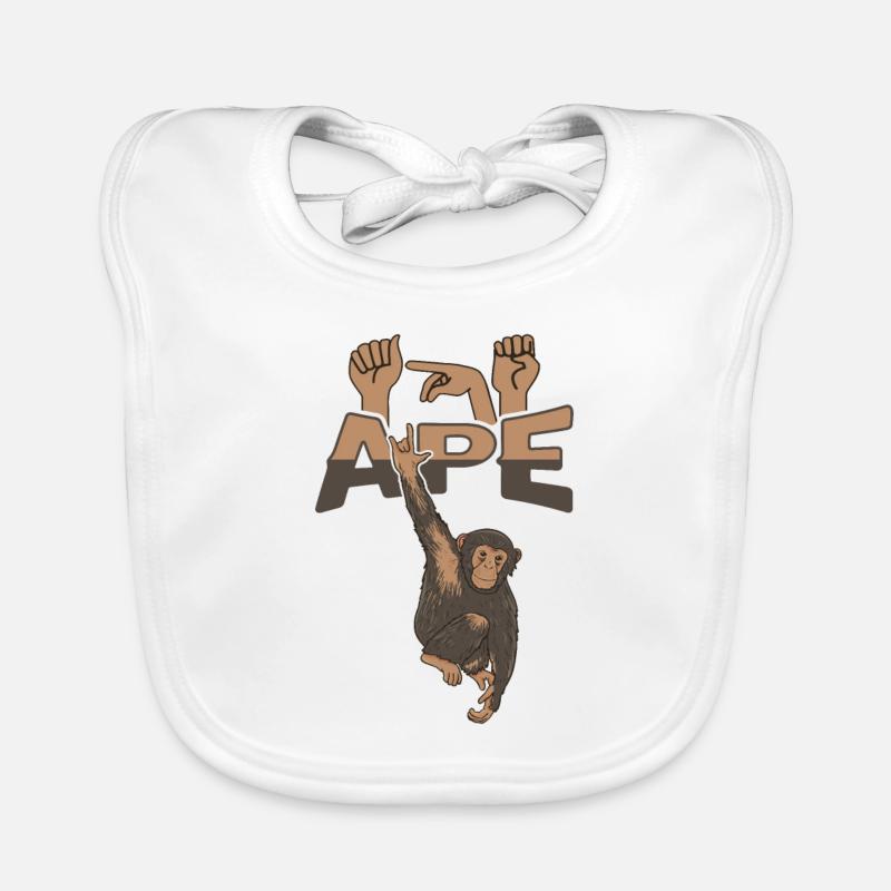 ILY Monkey ASL Sign Language Organic Baby Bibs