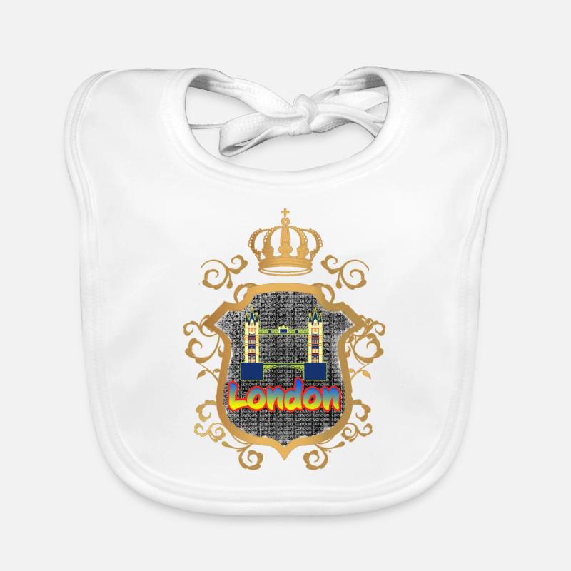London Tower Bridge Shield Design Organic Baby Bibs