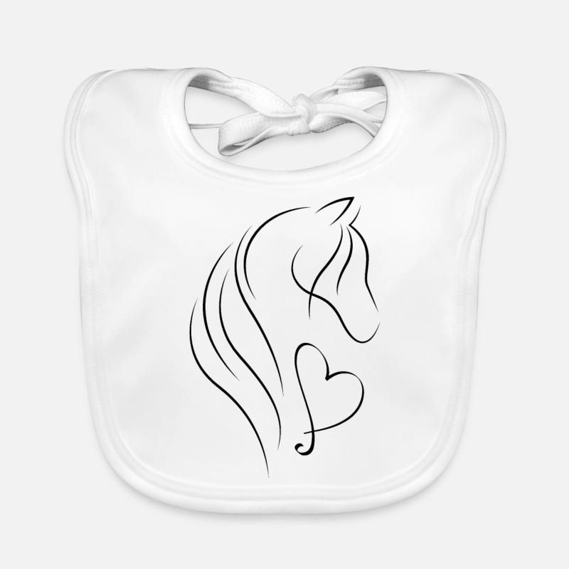 Un cheval au cœur - Bavoir bio Bébé - blanc