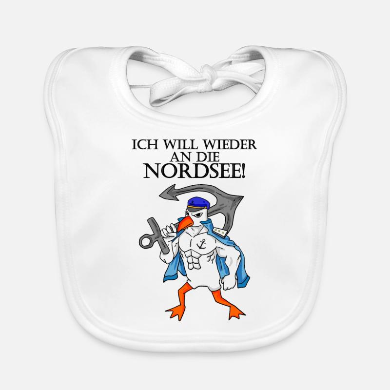 Nordsee Plattdeutsch Spruch Moin Möwe Anker Baby Bio-Lätzchen