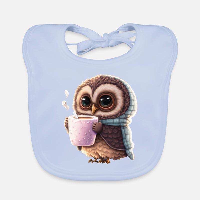 Süße Kaffee Eule, nachtaktive Eule, die Kaffee lie Baby Bio-Lätzchen