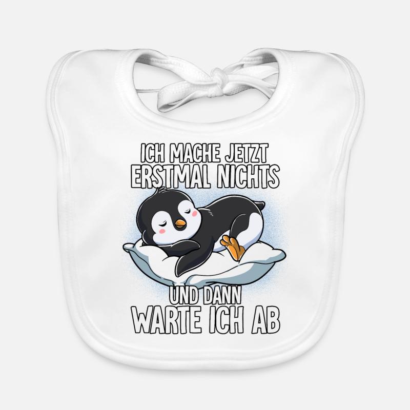 Langschläfer Pinguin Müde Schlaf - Baby Bio-Lätzchen - Weiß