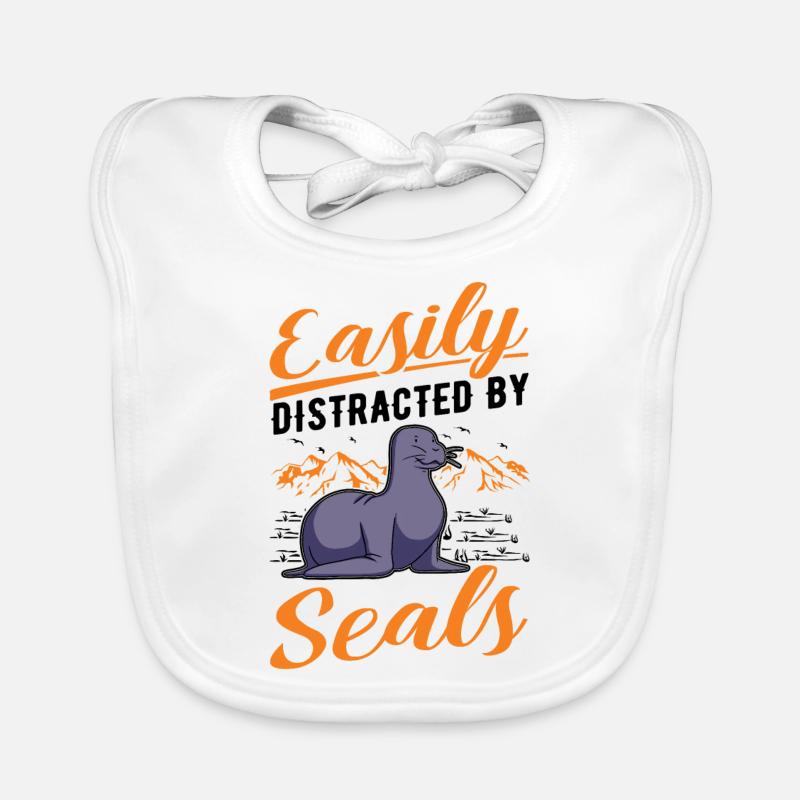 Easily distracted by Seal Robbe Sea Lion Organic Baby Bibs