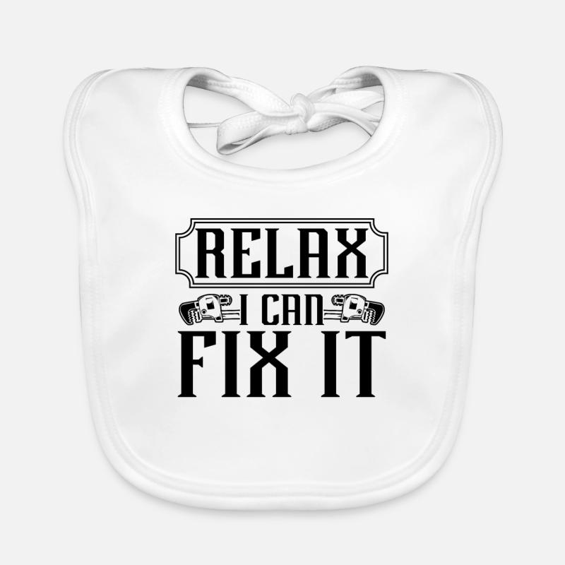 Relax I Can Fix It Plumber Plumbing Pipe Plumbers Baby Bio-Lätzchen