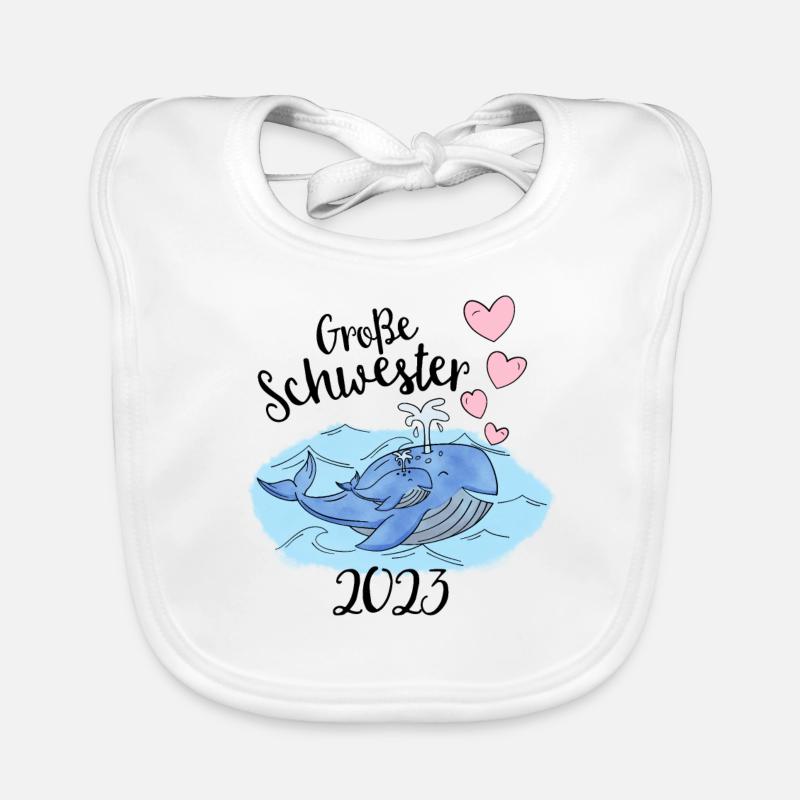 Große Schwester 2023 - Süße Wale Geschenk Idee Baby Bio-Lätzchen