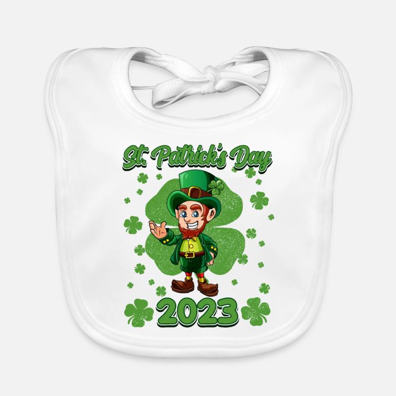 St Patricks Day 2023 Cute Leprechaun Bavoir bio Bébé