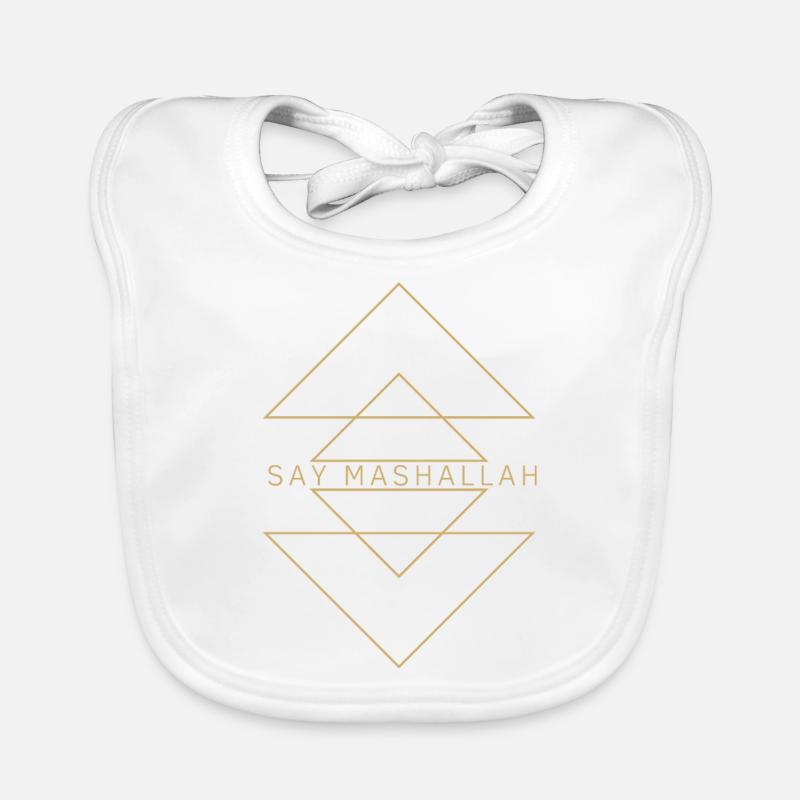 « SAY MASHALLAH », triangles, jaune d’or Bavoir bio Bébé