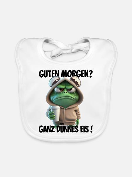 Guten Morgen? Ganz dünnes Eis! Lustiger Frosch - Baby Bio-Lätzchen - Weiß