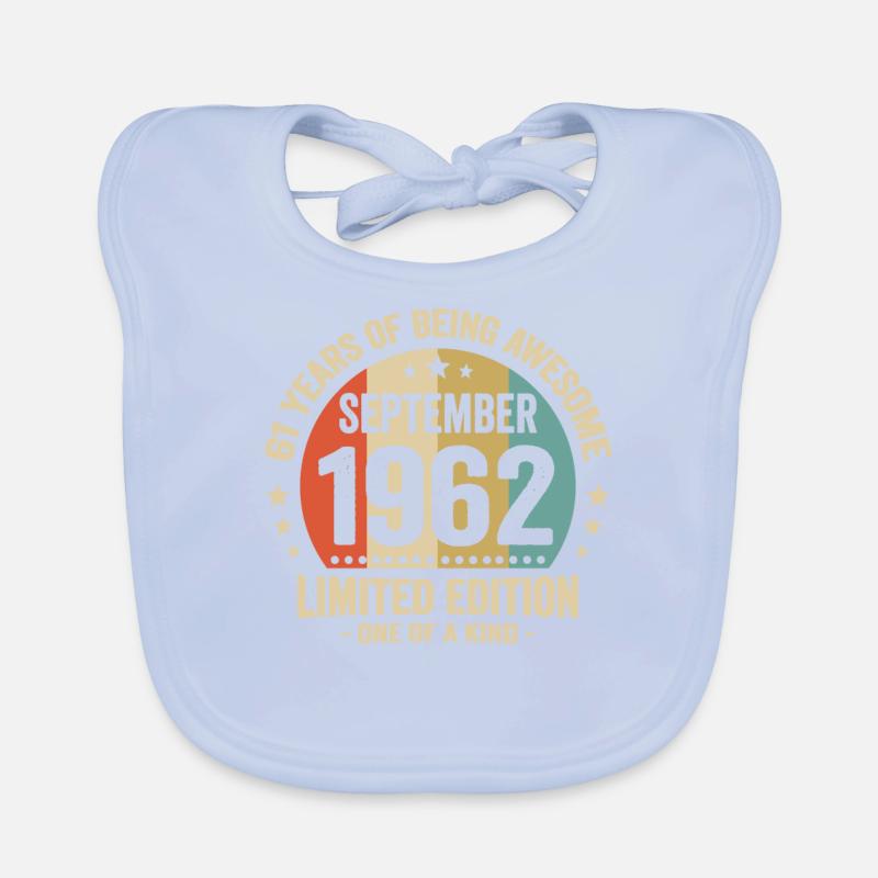 September 1962 61 Jahre Jubiläumsgeschenk Baby Bio-Lätzchen