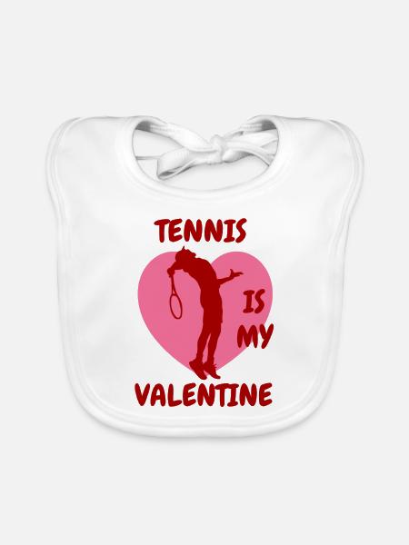 Tennisspieler Valentinstag Tennis Tennisverein - Baby Bio-Lätzchen - Weiß - Vorne